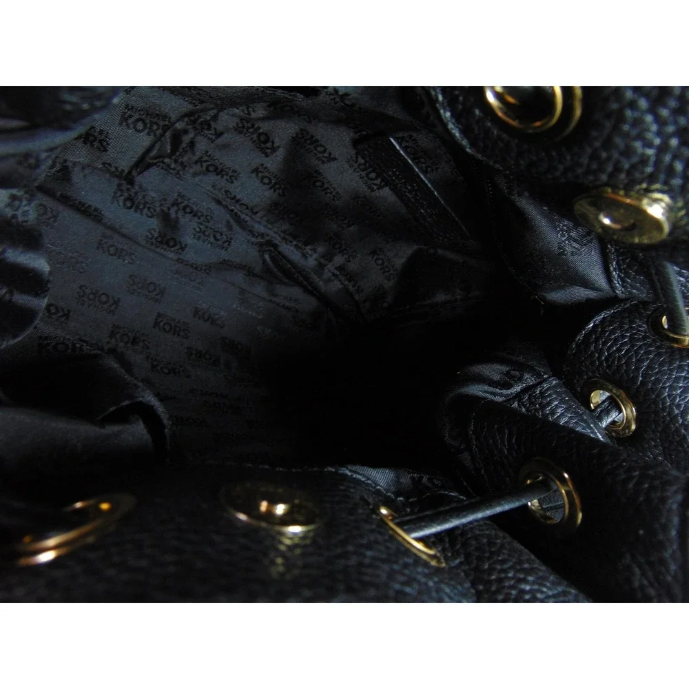 Michael Kors Suri Bucket Purse Black Leather Drawstring Tassel Chain‎ Strap